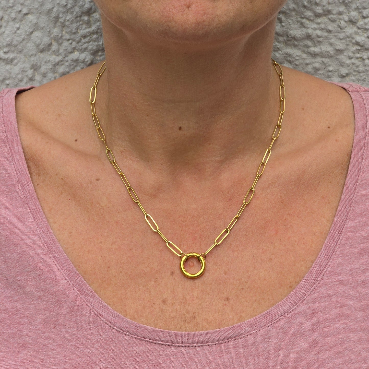 Gold Paperclip Chain Toggle Necklace