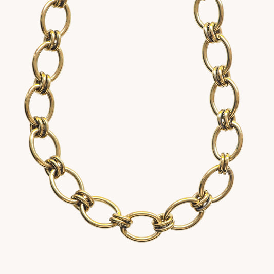 Gold Chunky Oval Link Chain Necklace