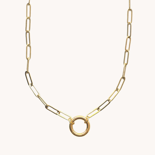 Gold Paperclip Chain Toggle Necklace
