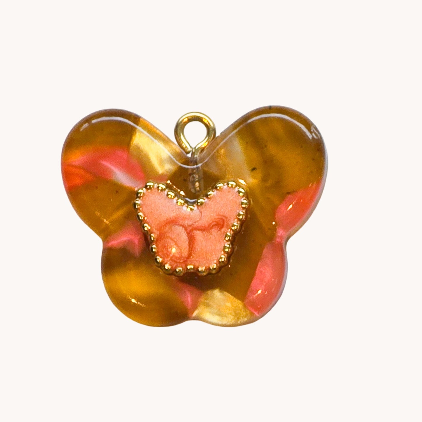 Gold Amber Butterfly Charm
