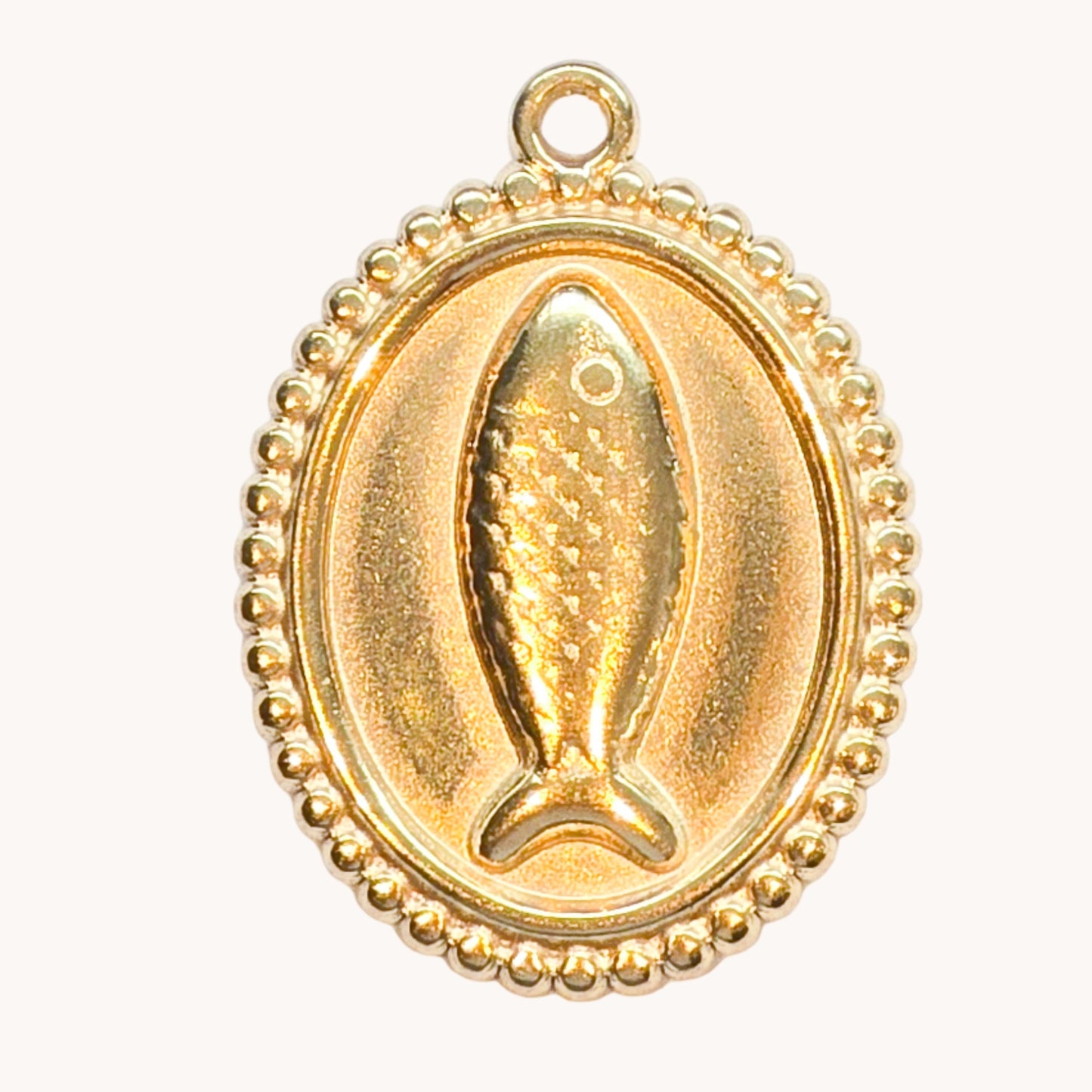 Gold Beaded Fish Charm