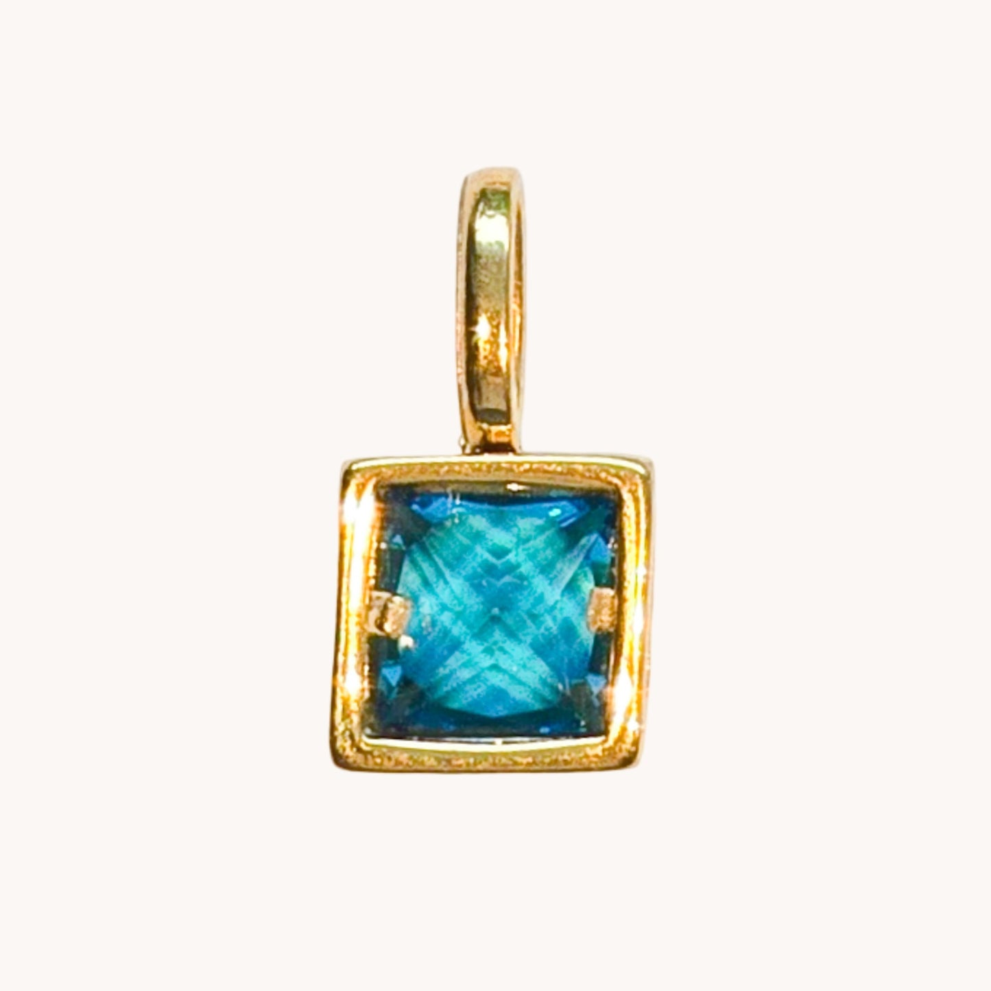 Gold Blue Topaz Charm