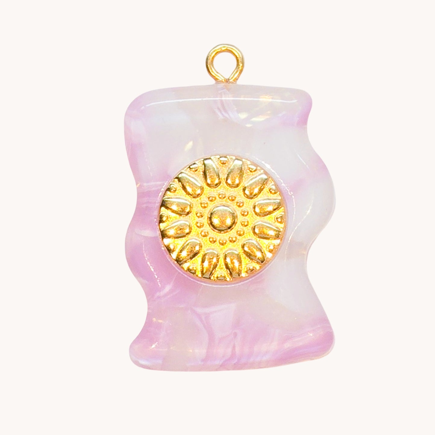 Gold Blush Marble Wave Charm