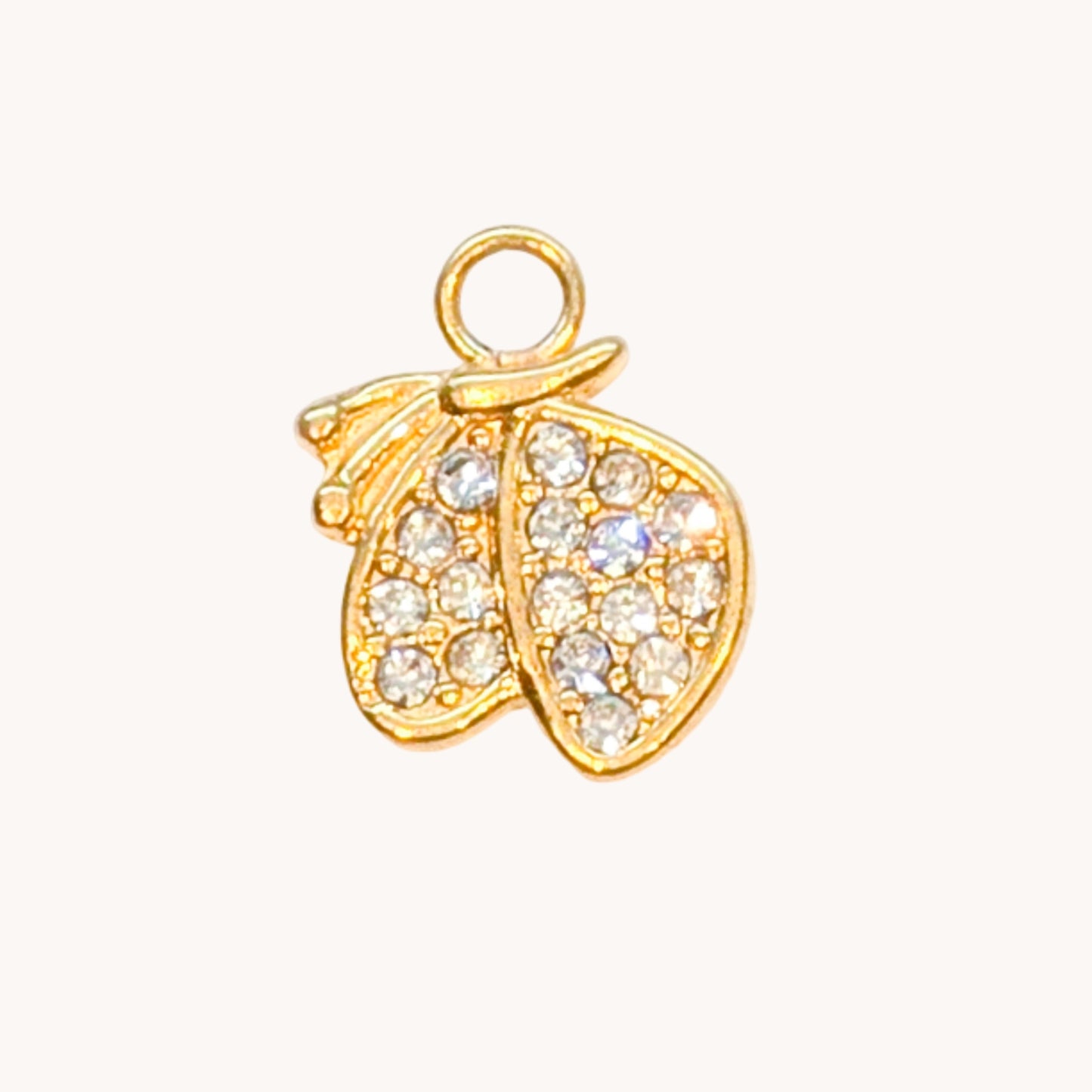 Gold Crystal Leaf Charm