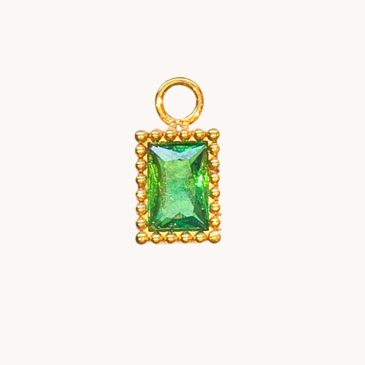 Gold Emerald Rectangle Charm