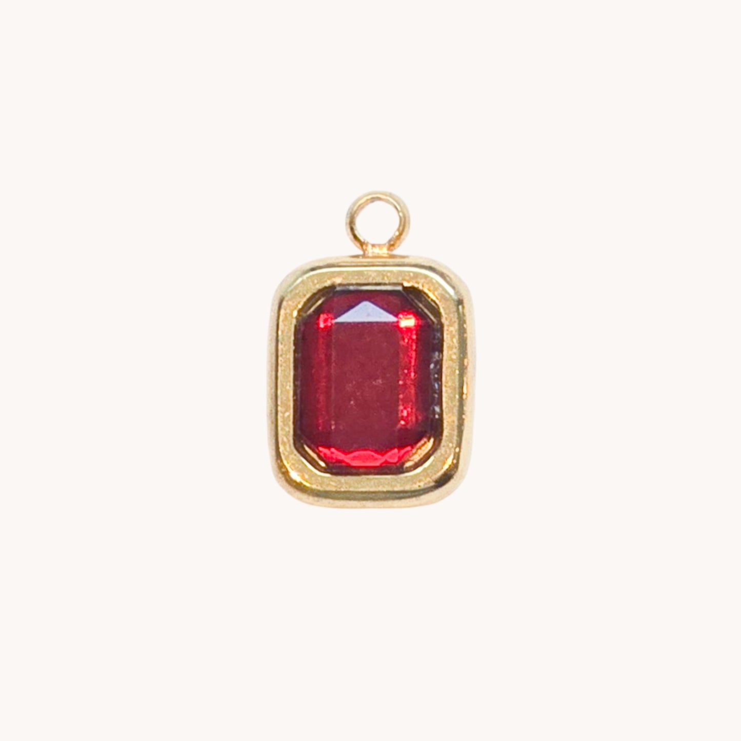Gold Garnet Rectangle Charm
