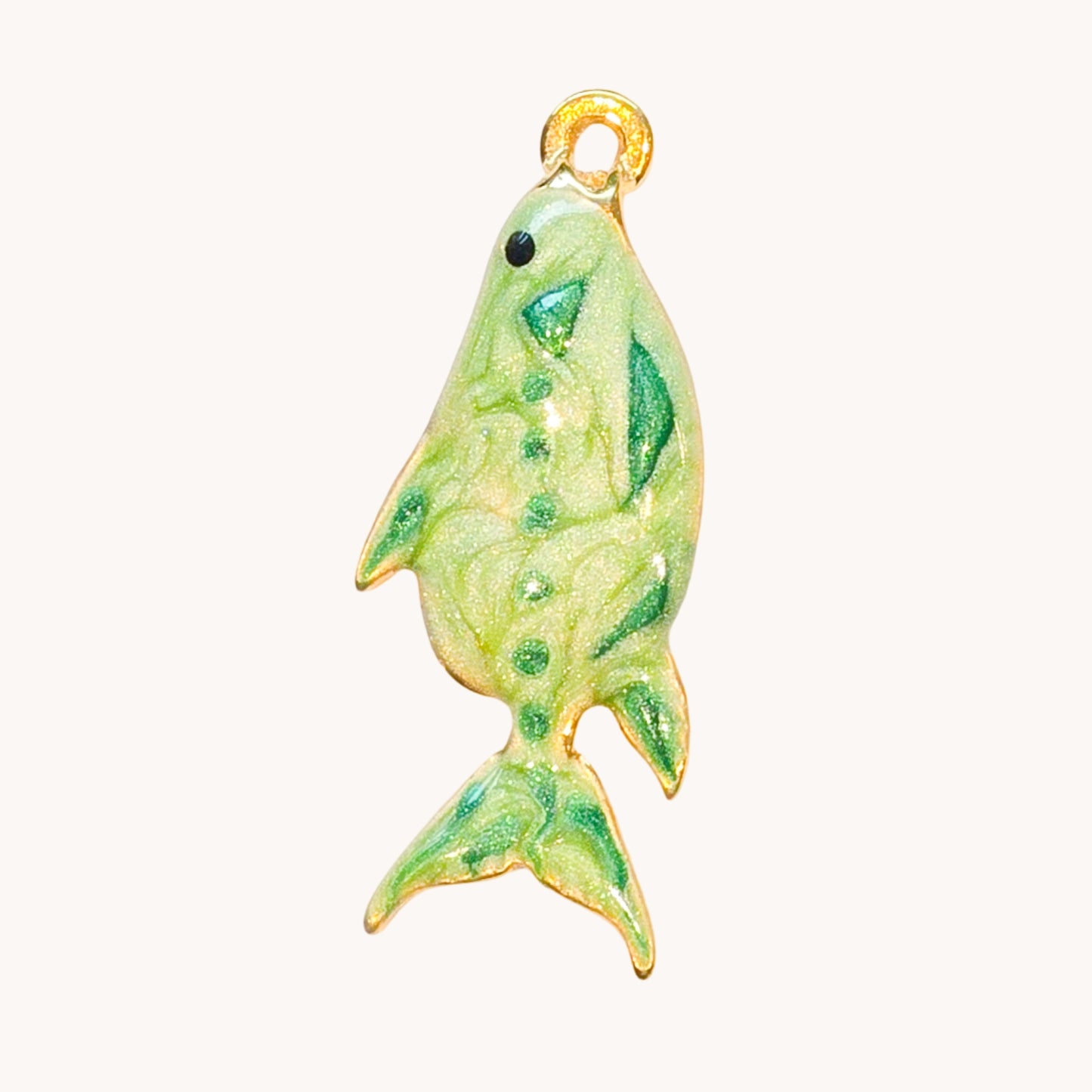 Gold Green Fish Charm