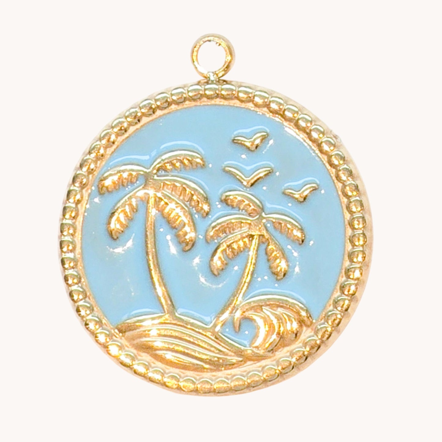 Gold Island Palm Circle Charm