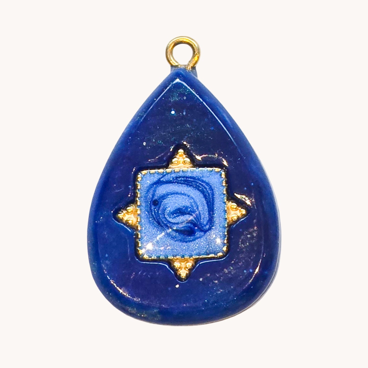 Gold Lapis Teardrop Charm