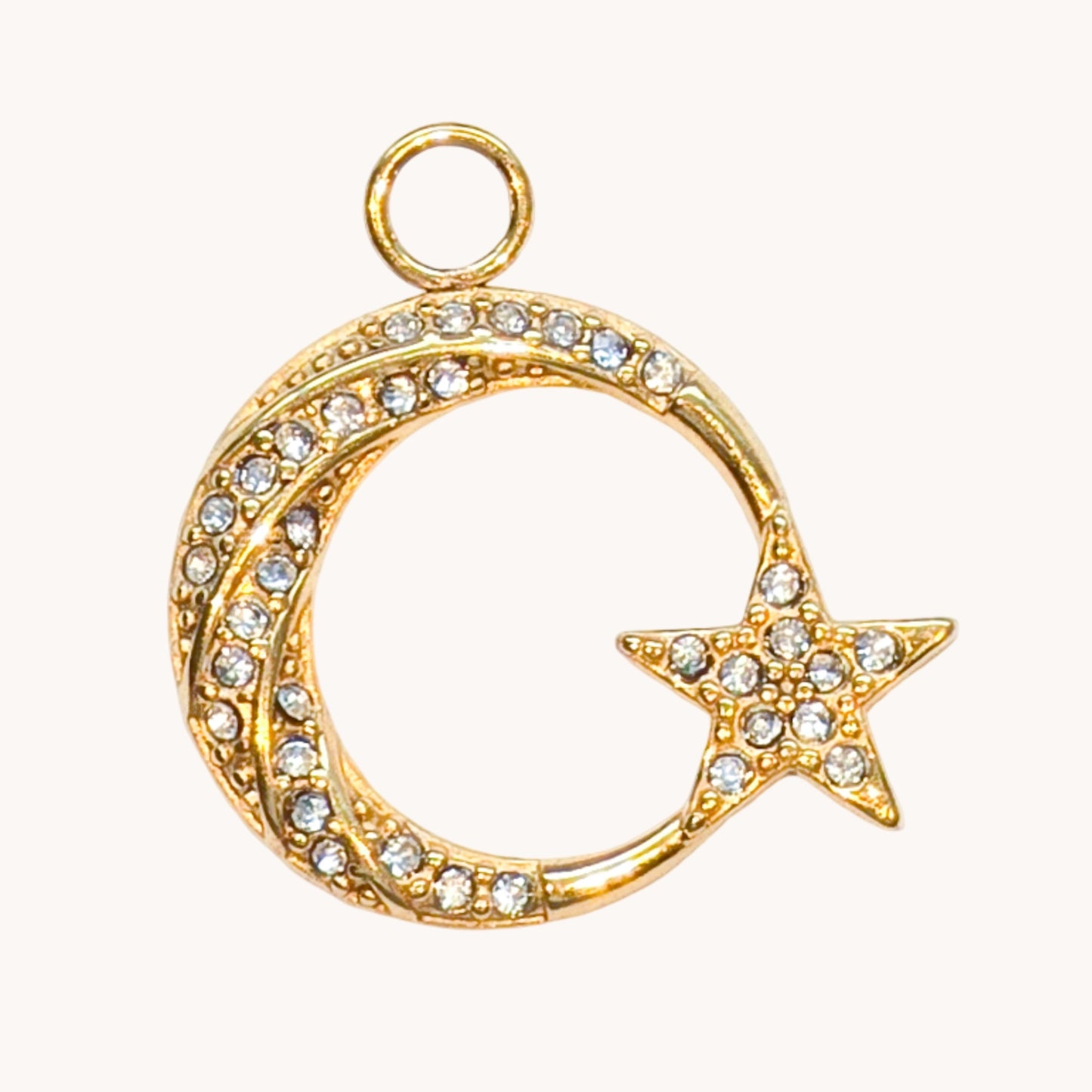 Gold Moon Star Ring Charm