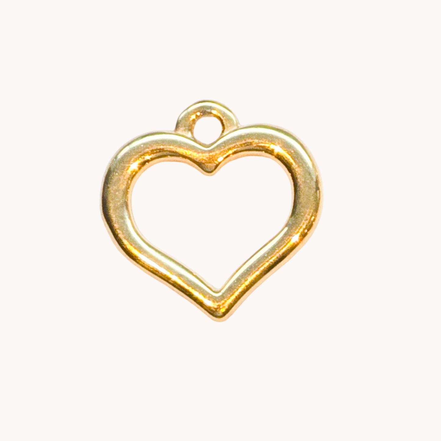 Gold Open Heart Outline Charm