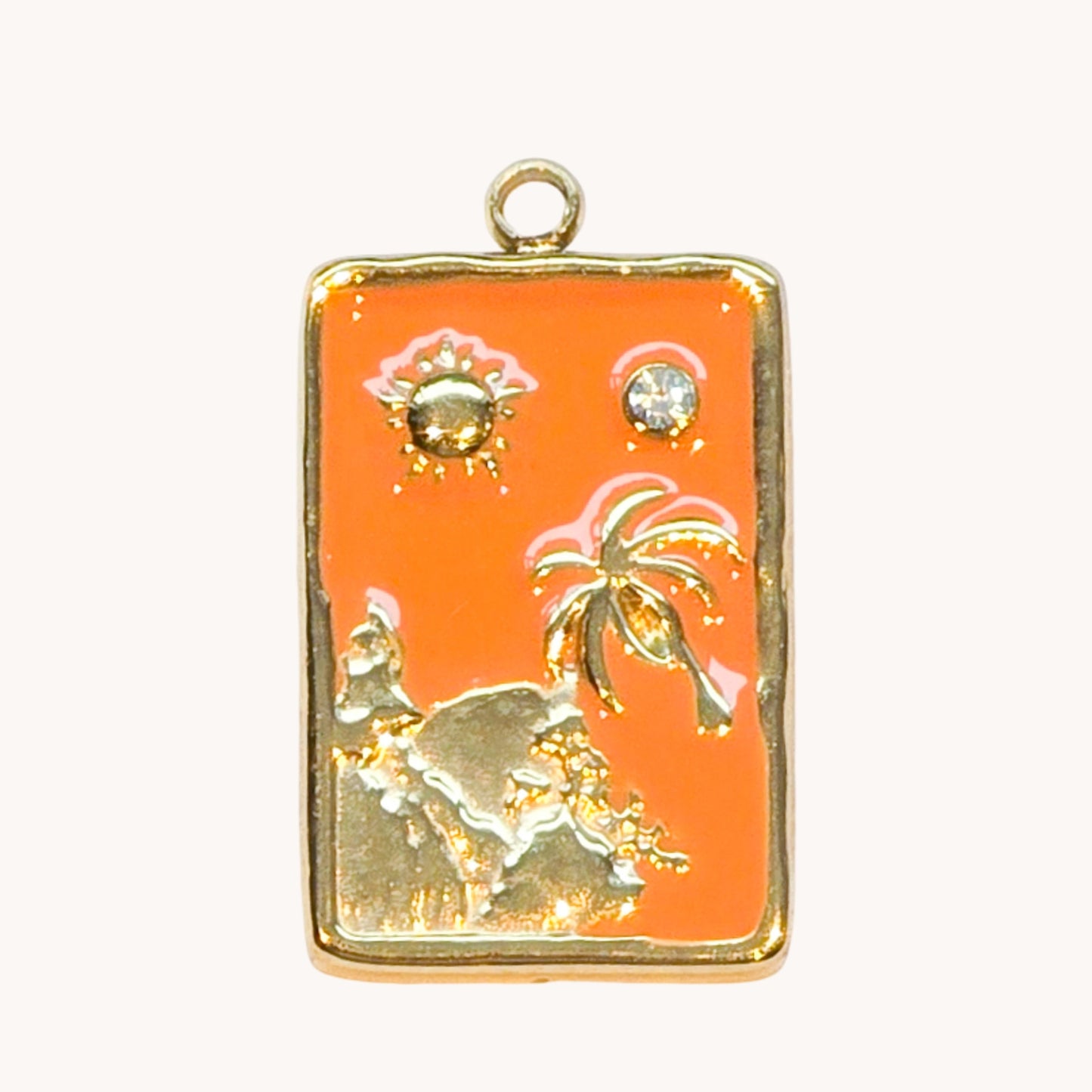 Gold Orange Palm Tree Charm