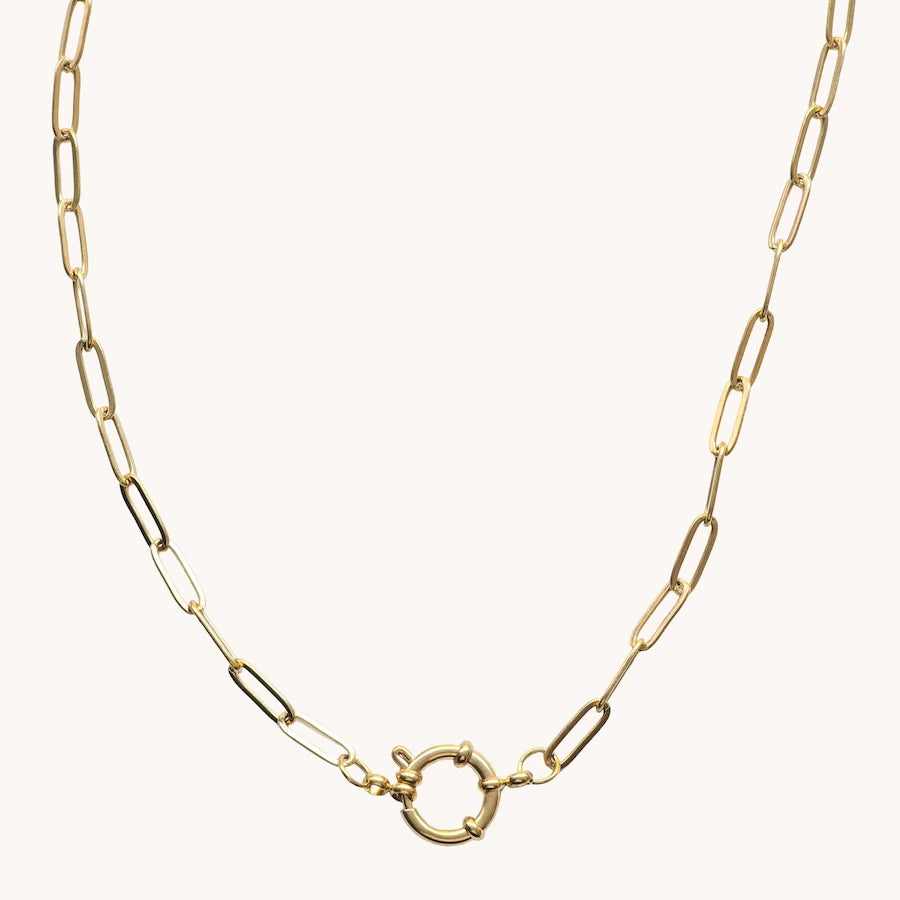 Gold Paperclip Toggle Necklace