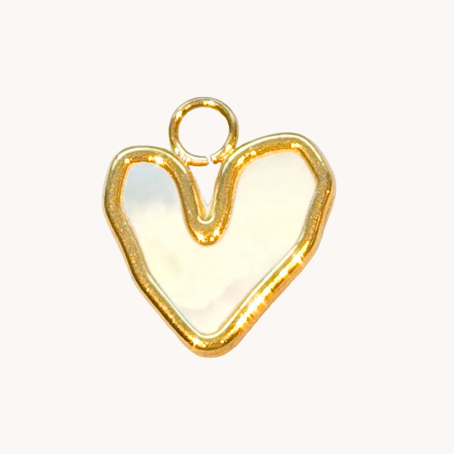 Gold Pearl Heart Charm