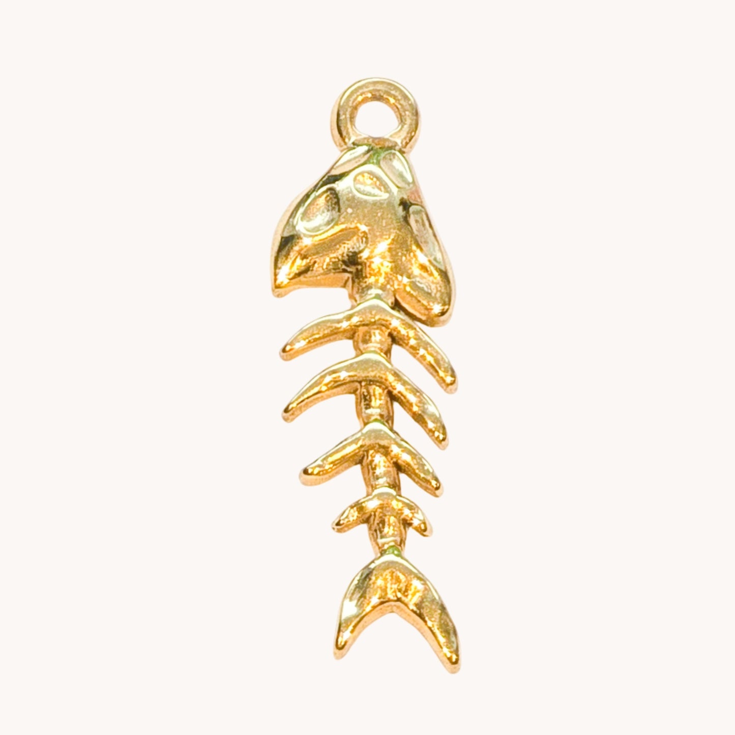 Gold Plain Fishbone Charm