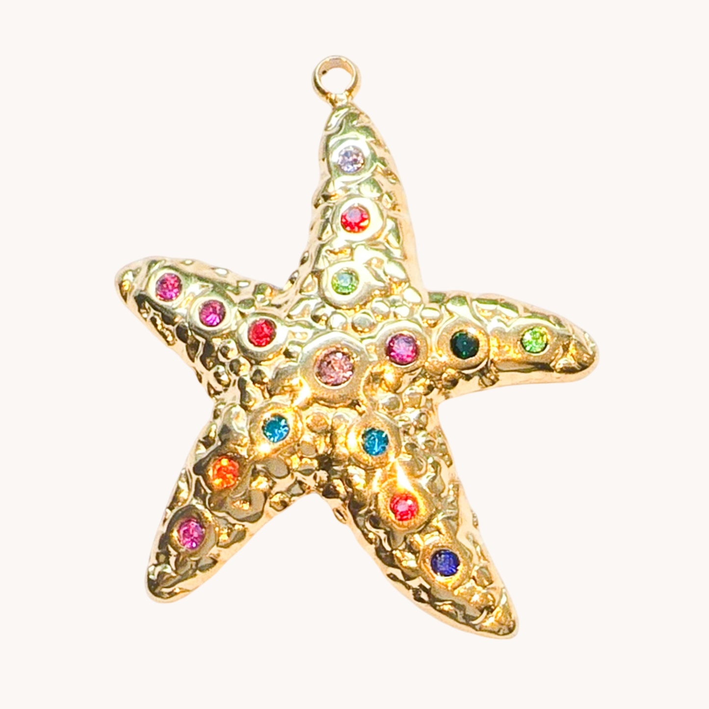 Gold Rainbow Gem Starfish Charm