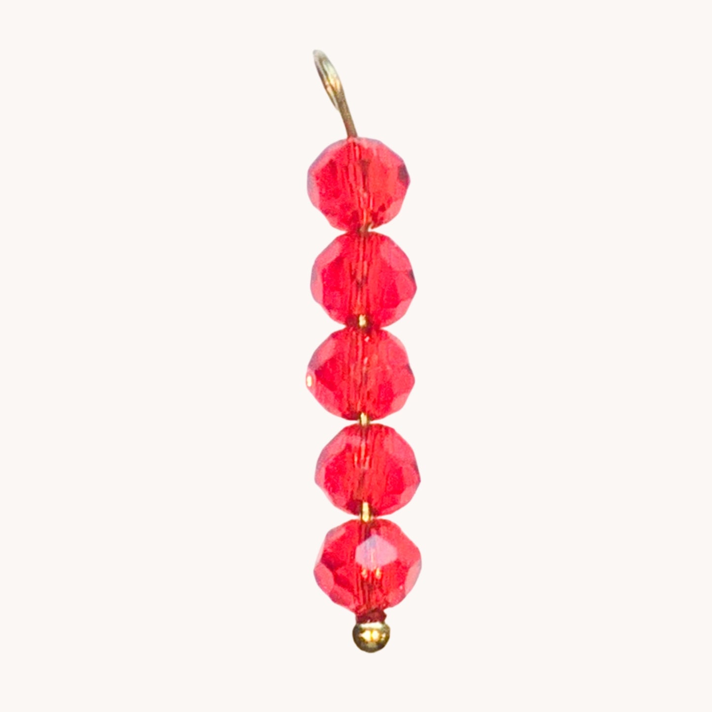 Gold Red Bead Charm