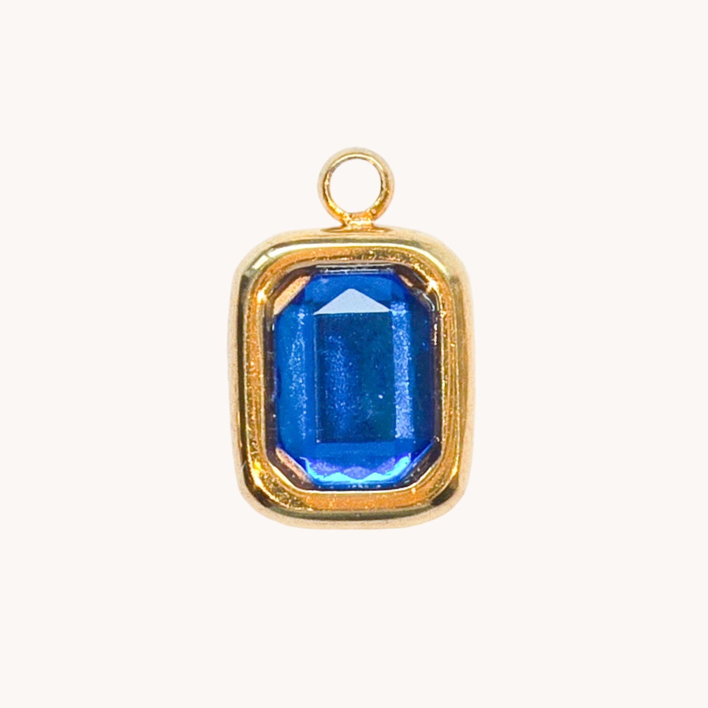 Gold Sapphire Rectangle Charm