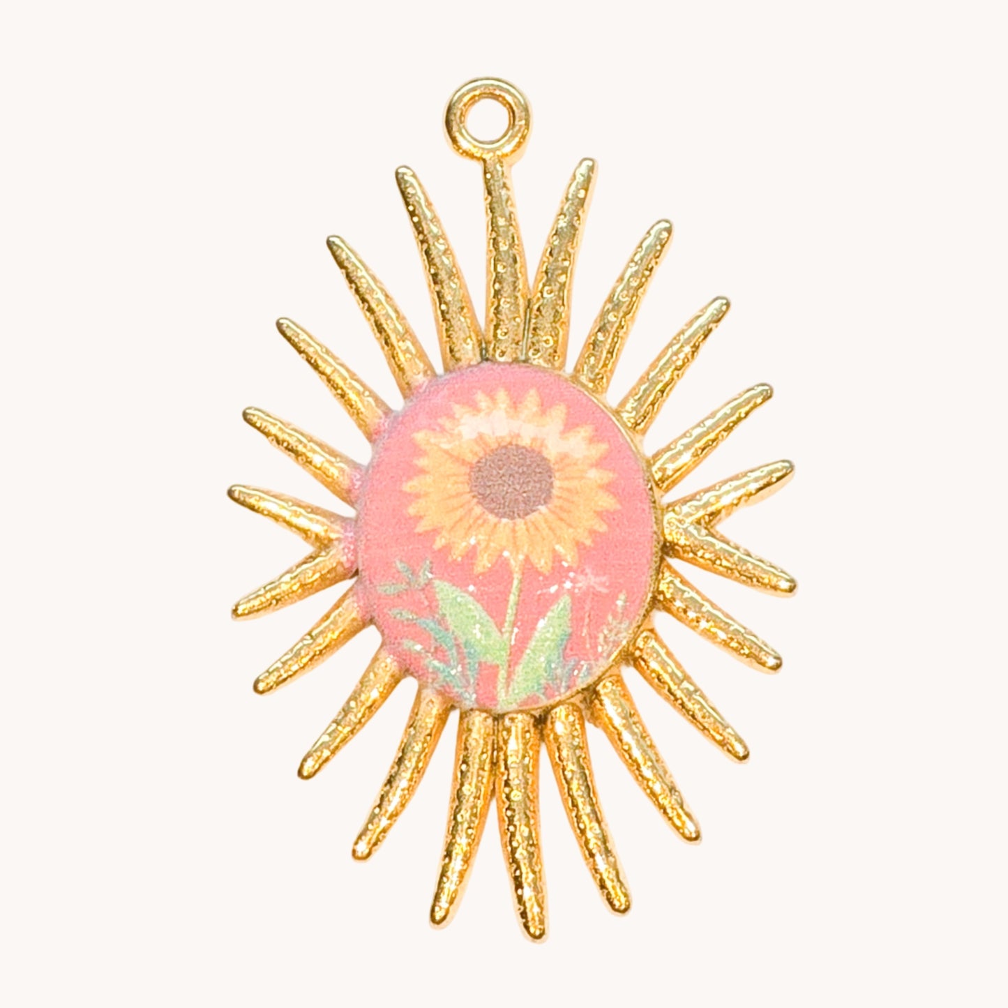 Gold Sunflower Medallion Charm