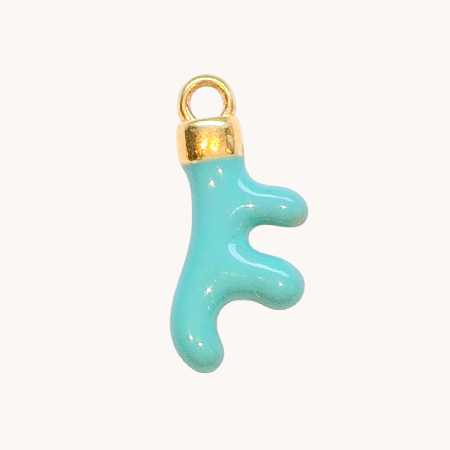 Gold Teal Coral Charm
