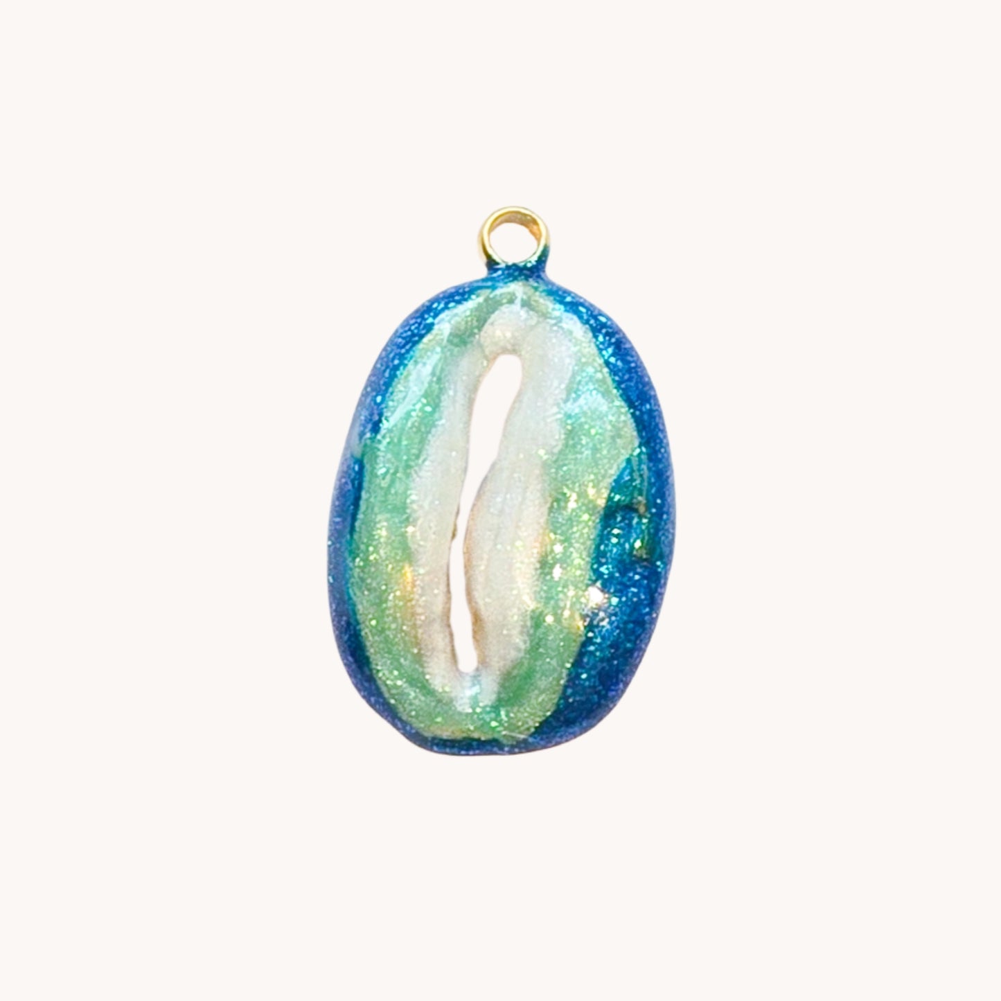 Gold Teal Stone Charm