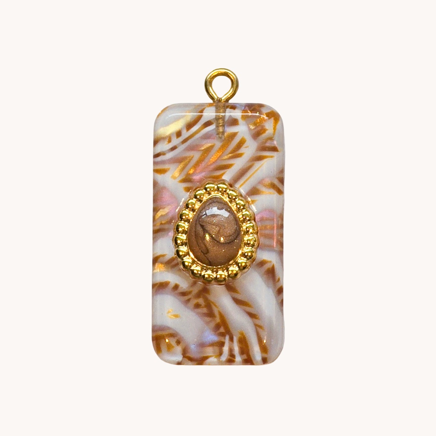 Gold Tortoiseshell Rectangle Charm