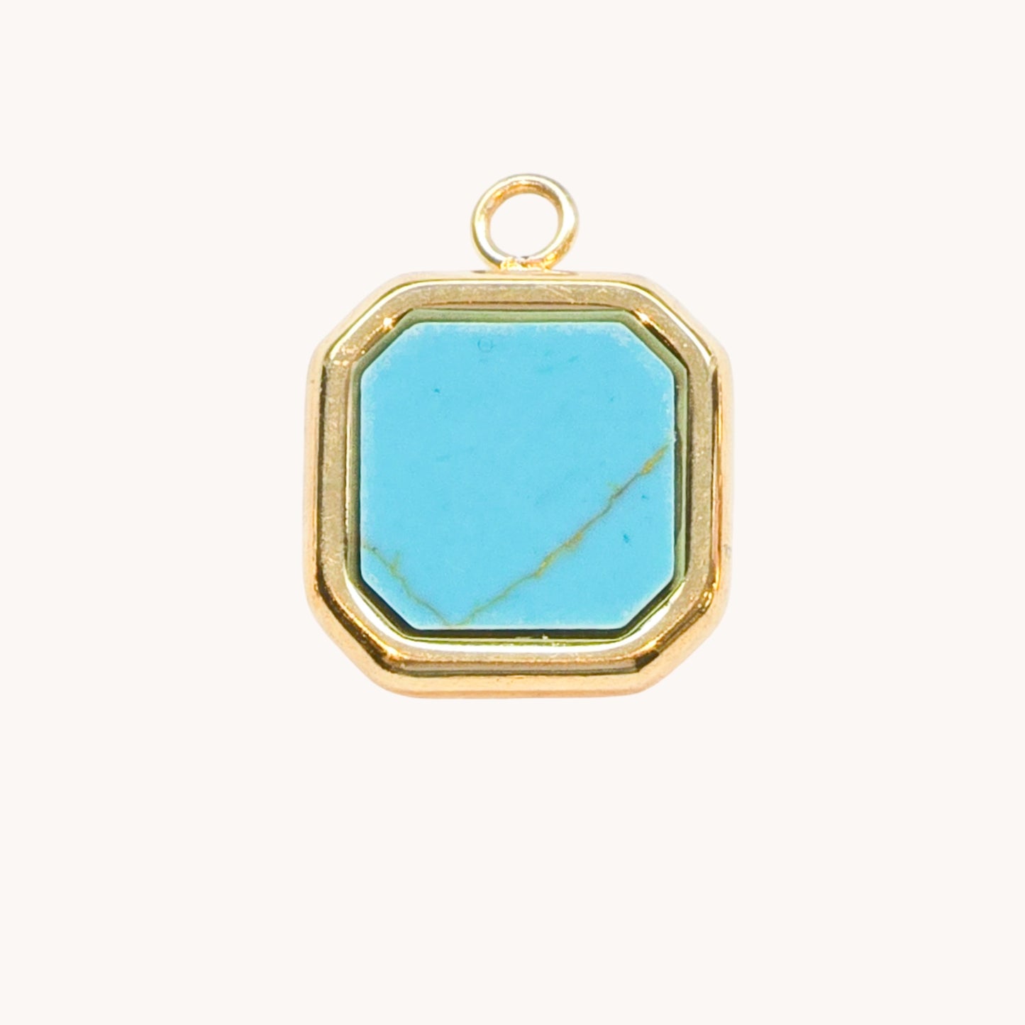 Gold Turquoise Square Charm