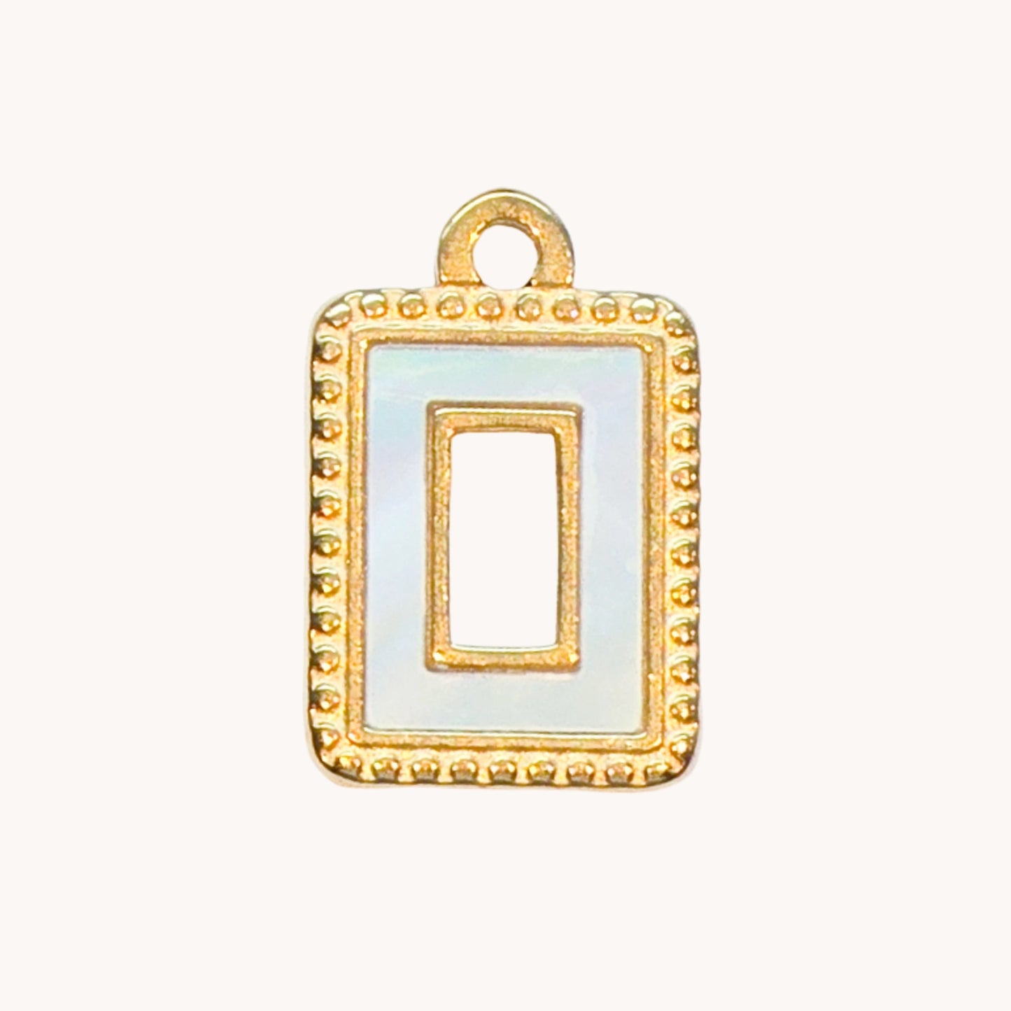 Gold White Rectangle Frame Charm