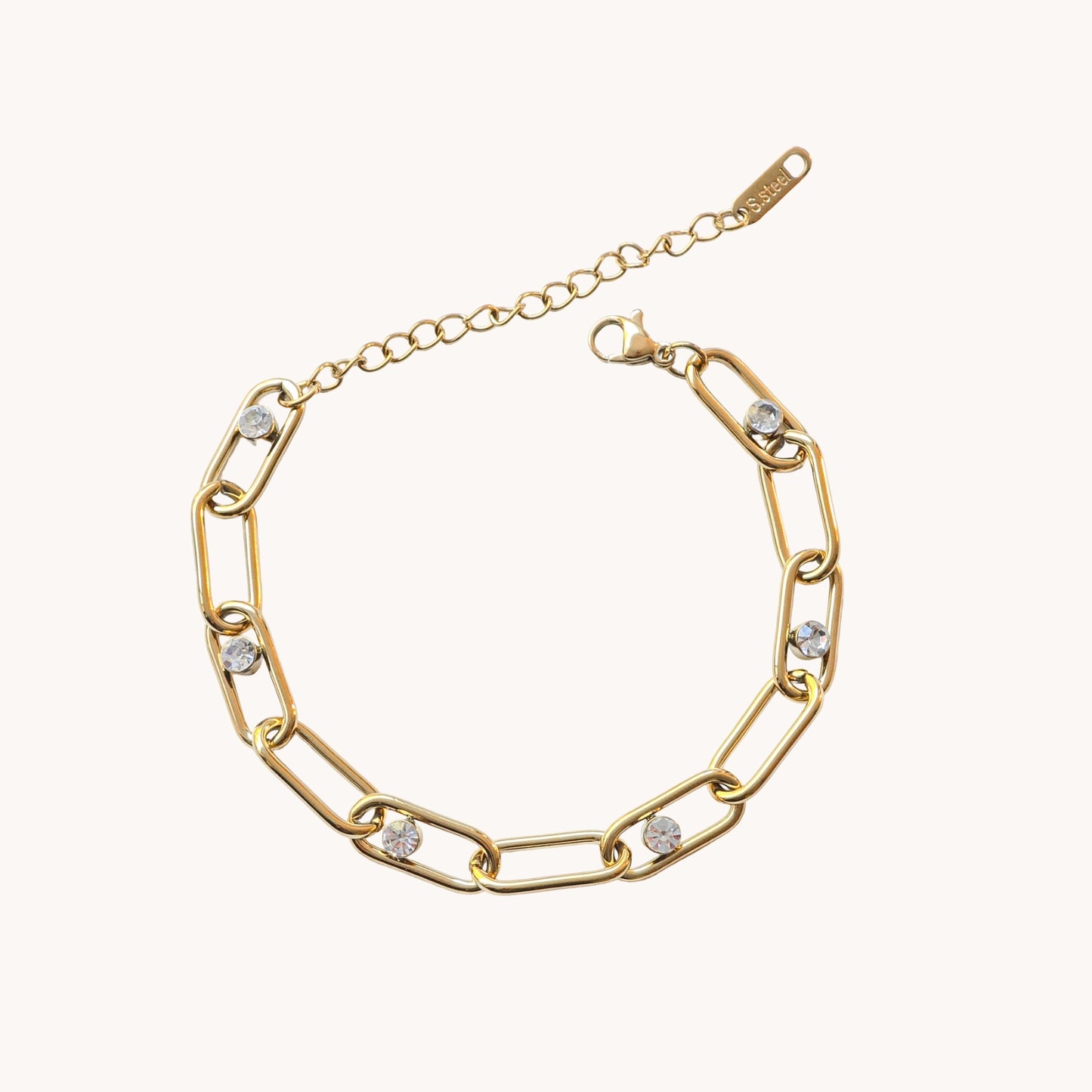 Crystal Paperclip Chain Bracelet