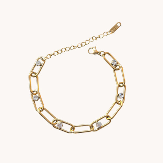Crystal Paperclip Chain Bracelet