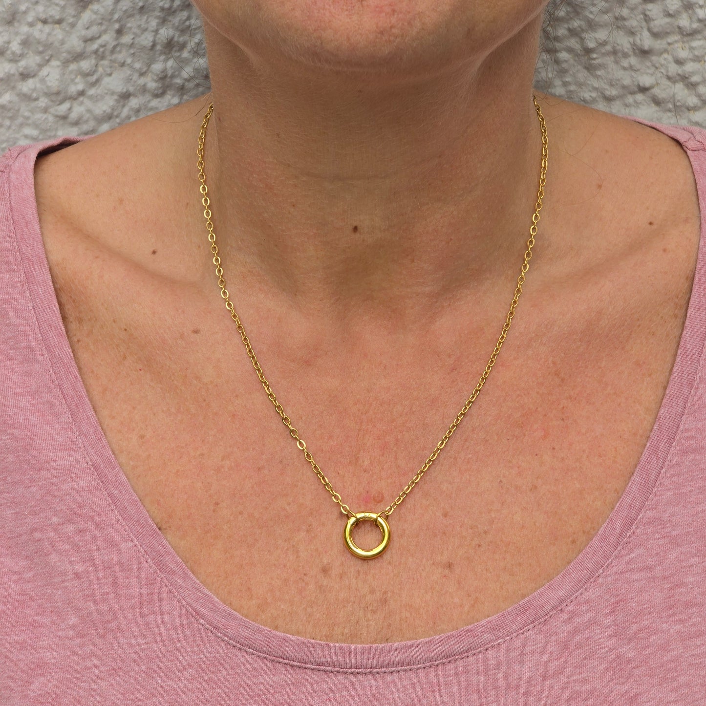 Gold Open Circle Pendant Necklace