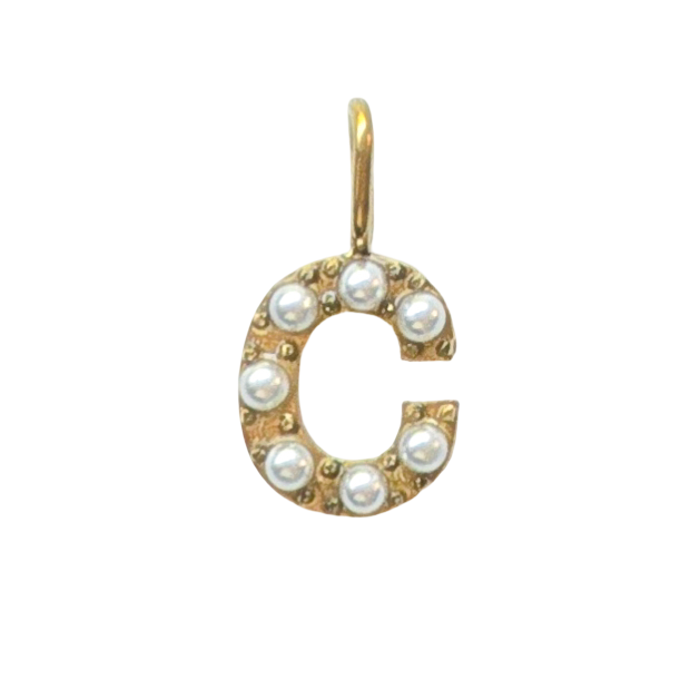 Gold Pearl Initials Charm