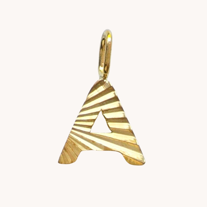 Gold Sunburst Initial Charm