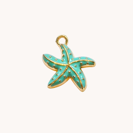 Gold Turquoise Starfish Charm