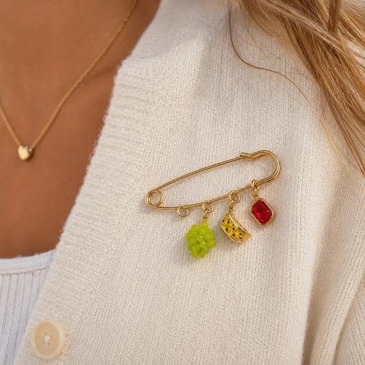Gold Charm Brooch
