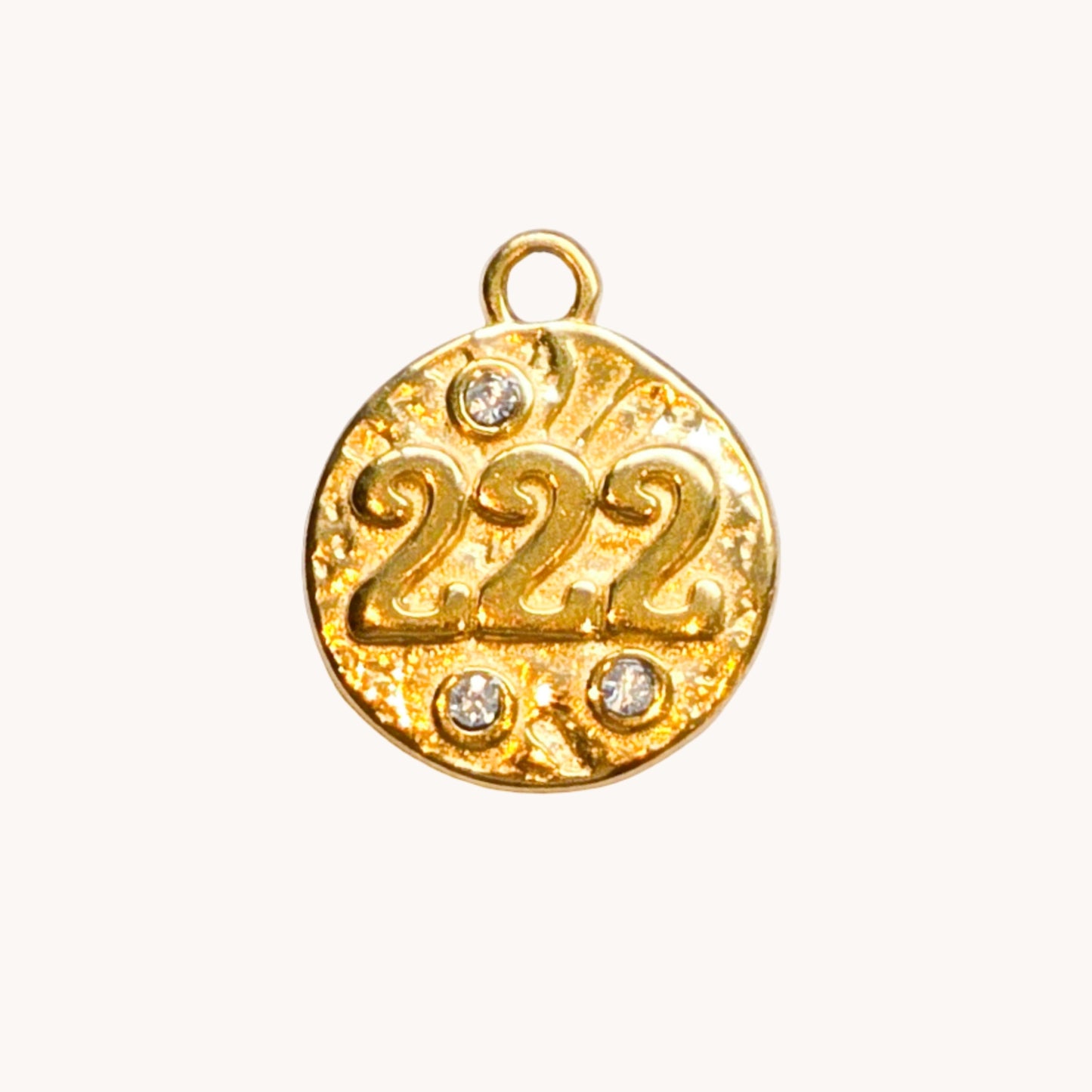 Gold 222 Angel Number Charm