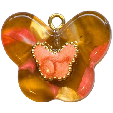 Gold Amber Butterfly Charm