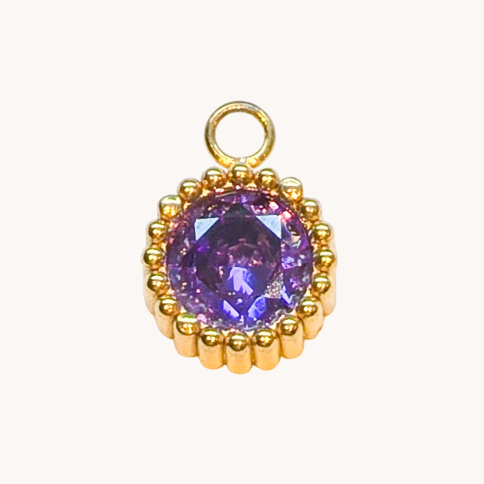 Gold Amethyst Halo Charm