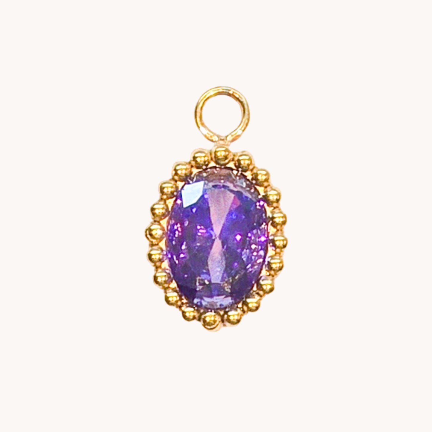 Gold Amethyst Oval Charm