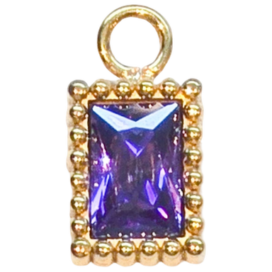 Gold Amethyst Rectangle Charm
