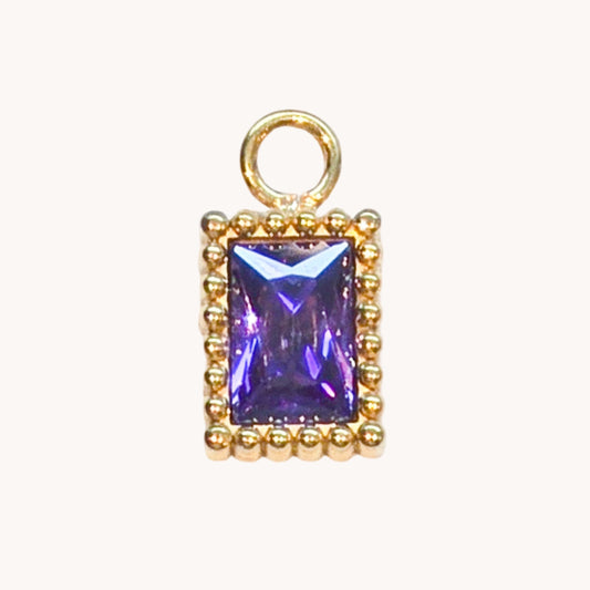Gold Amethyst Rectangle Charm