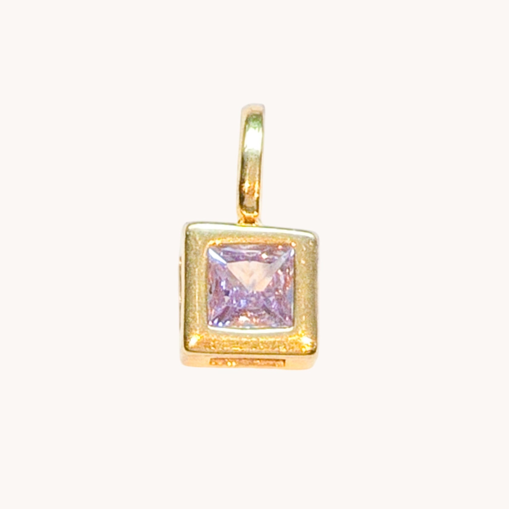 Gold Amethyst Square Charm