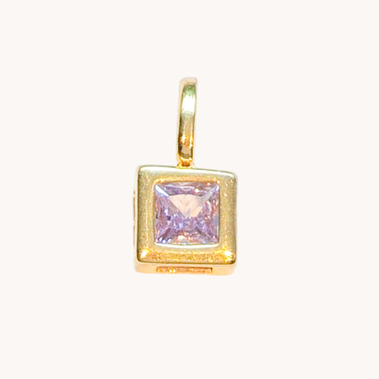 Gold Amethyst Square Charm