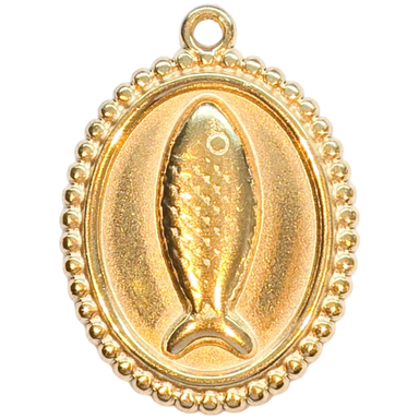 Gold Beaded Fish Charm