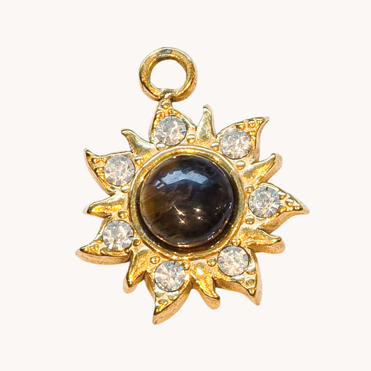 Gold Black Sun Charm
