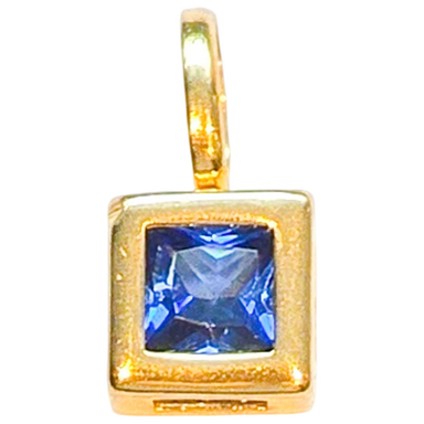 Gold Blue Gem Square Charm