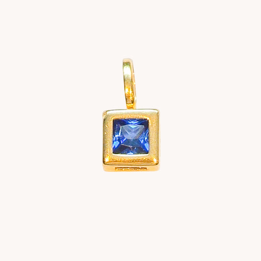 Gold Blue Gem Square Charm