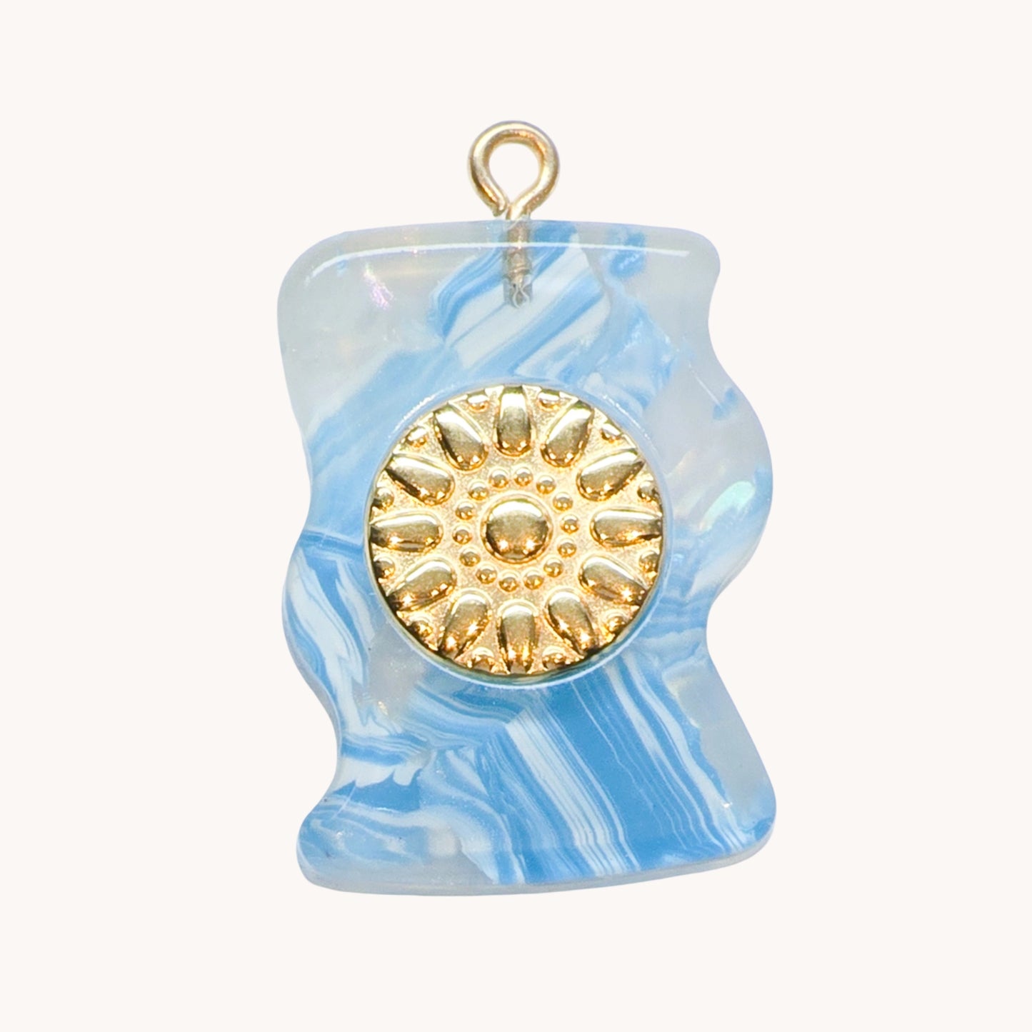 Gold Blue Marble Sun Charm