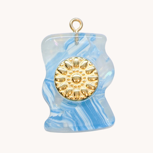 Gold Blue Marble Sun Charm