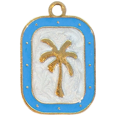 Gold Blue Palm Tree Charm